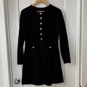 TRENDY! Black Lady Dress with Gold Buttons